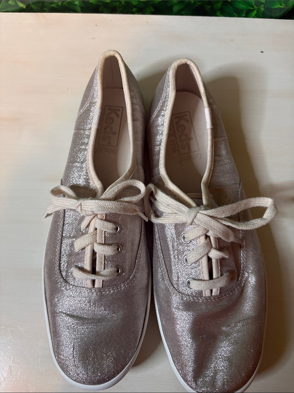 Keds Metallic Rose Gold Lace-Up Sneakers